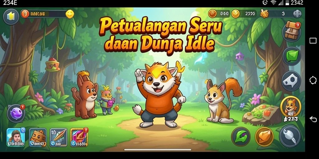 Tampilan gameplay 234E dengan karakter dan misi menarik.