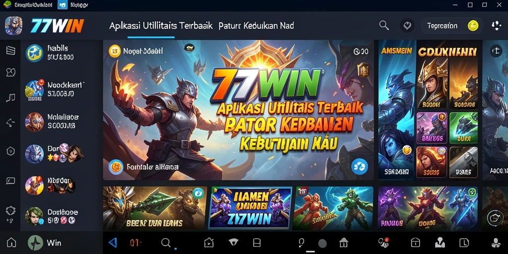 Tampilan utama 77WIN menampilkan fitur utilitas praktis untuk pengguna.