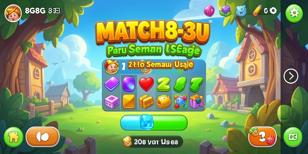 Tangkapan layar permainan 8G8G dengan tampilan gameplay Match-3 yang menarik.