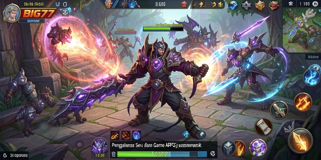 Tampilan gameplay mendebarkan dari BIG77 dengan pertarungan yang intens.