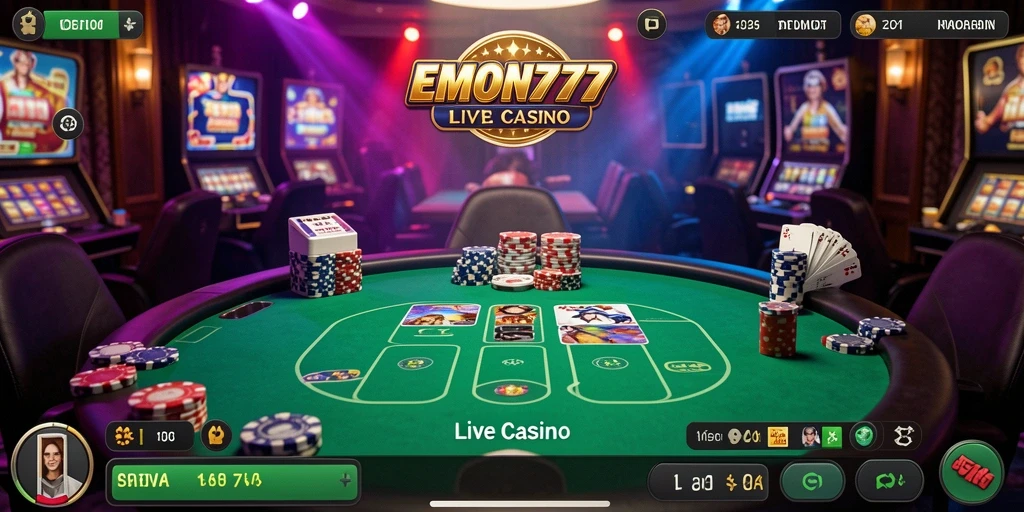 Tampilan gameplay menarik di aplikasi Live Casino EMON777.