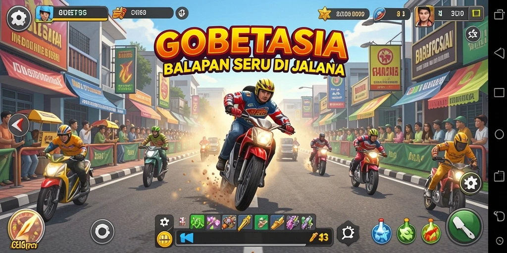 Gameplay Racing mendebarkan di GOBETASIA dengan lintasan yang menantang.