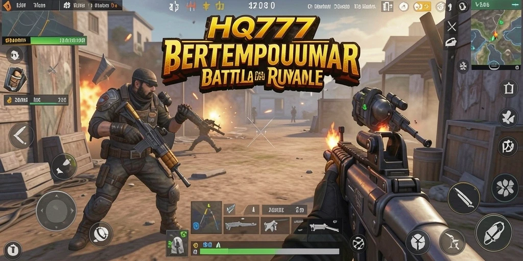 Screenshot menampilkan aksi pertarungan sengit dalam game Battle Royale.