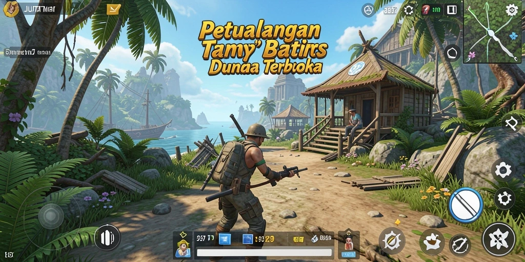 Tampilan permainan JUTA7 dengan eksplorasi bebas di dunia terbuka.